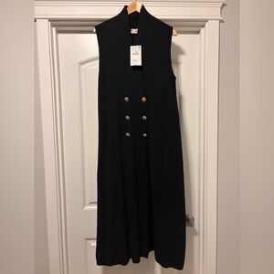 Zara Black Midi Dress with Gold Buttons